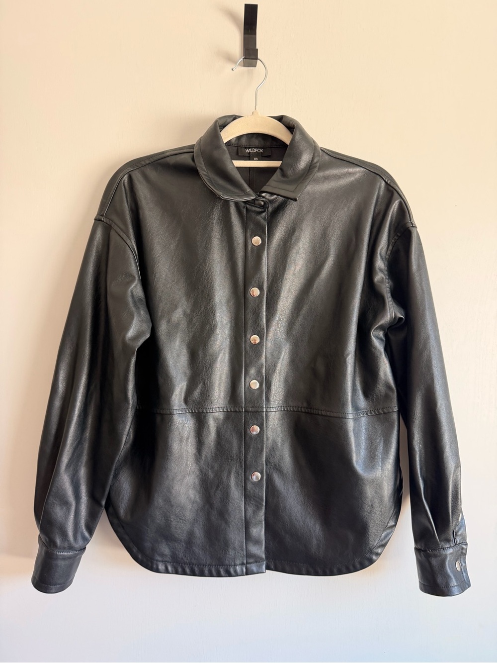 Wildfox Black Faux Leather Snap-Front Jacket